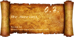 Ohr Henriett névjegykártya